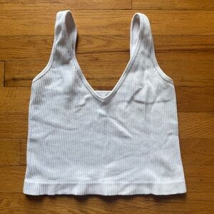 FREE PEOPLE Solid Rib Brami bars Cami V Neck White size M/L